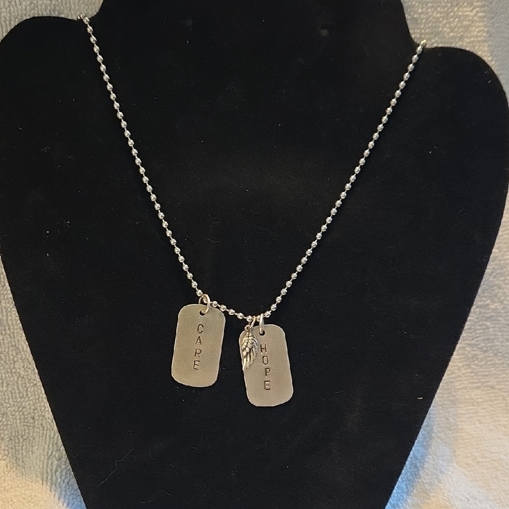 22" Silver Necklace with Dog Tag Pendants